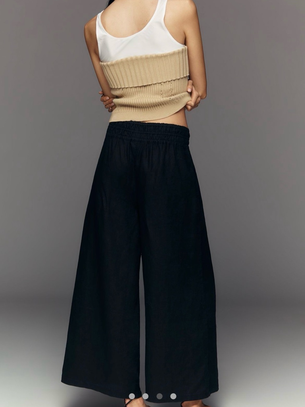 Anthropologie Black Wide-Leg Smocked-Waist Pants - Picture 3 of 3
